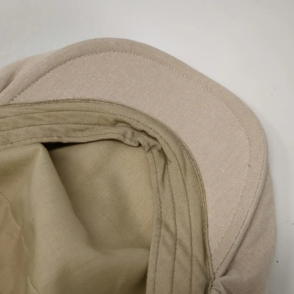 City Hats Newsboy Cap Beige One Size Linen Solid Flat Hat New York Design